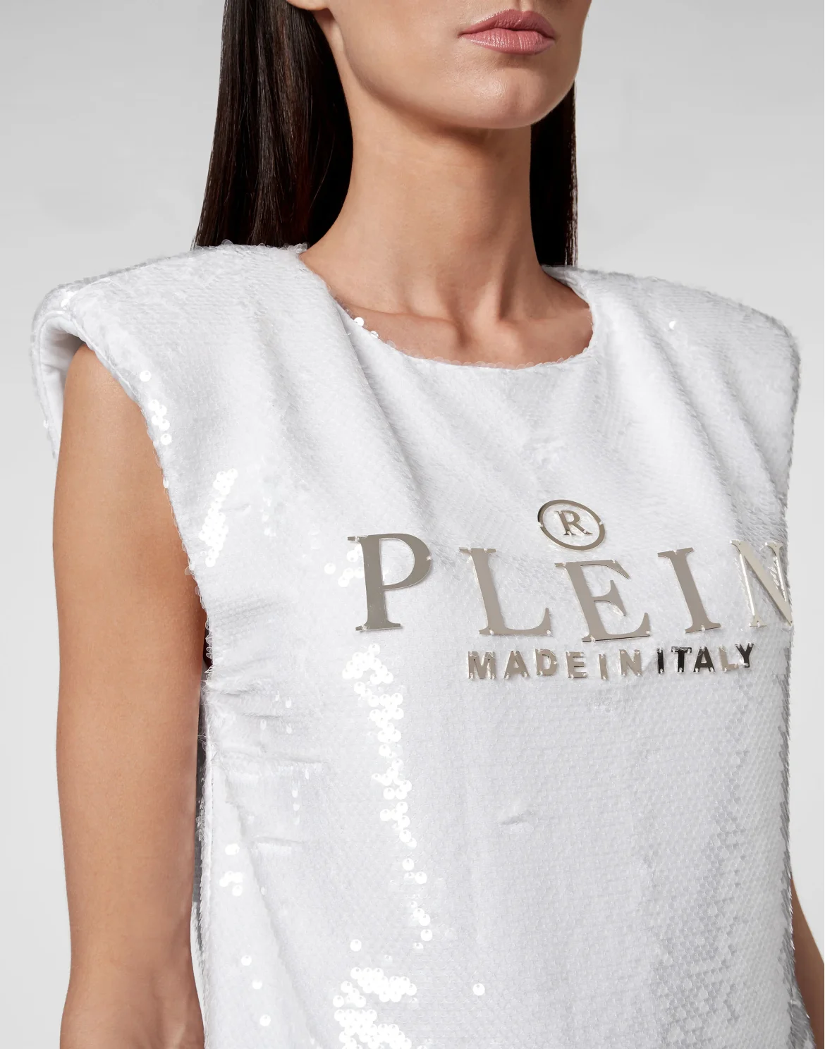 Tank Top Padded Shoulder with Crystals, цвет: Белый