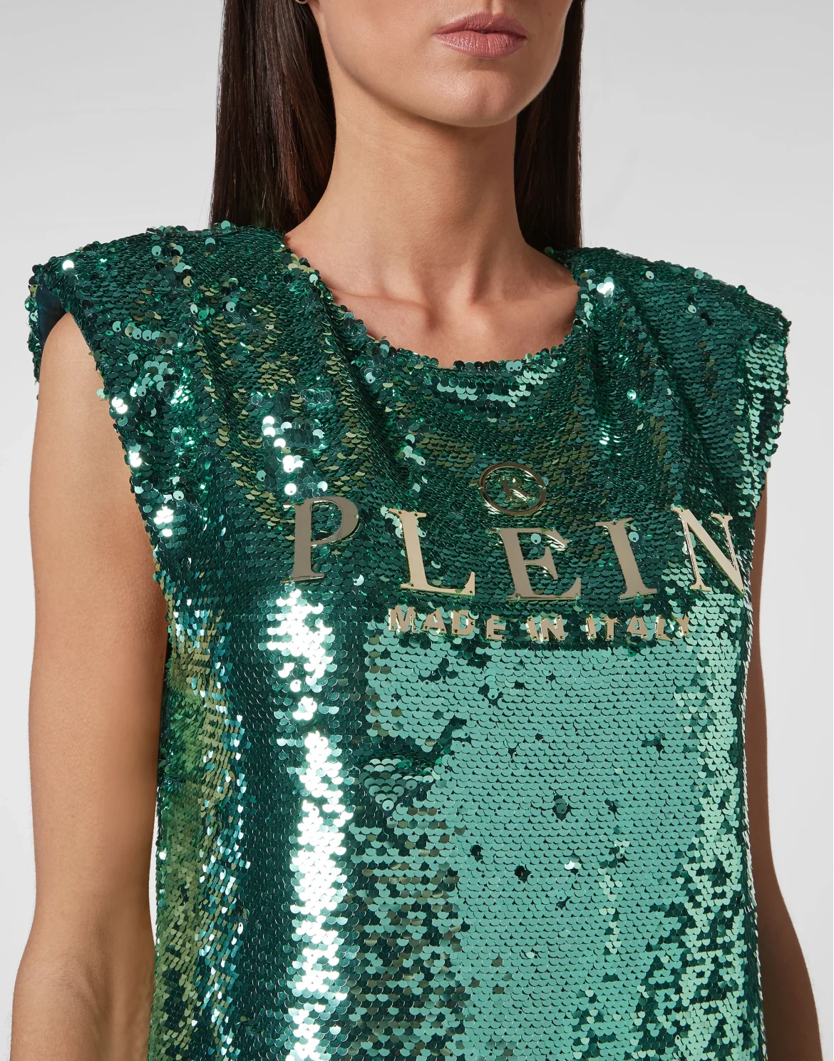 Tank Top Padded Shoulder with Crystals, цвет: Зеленый