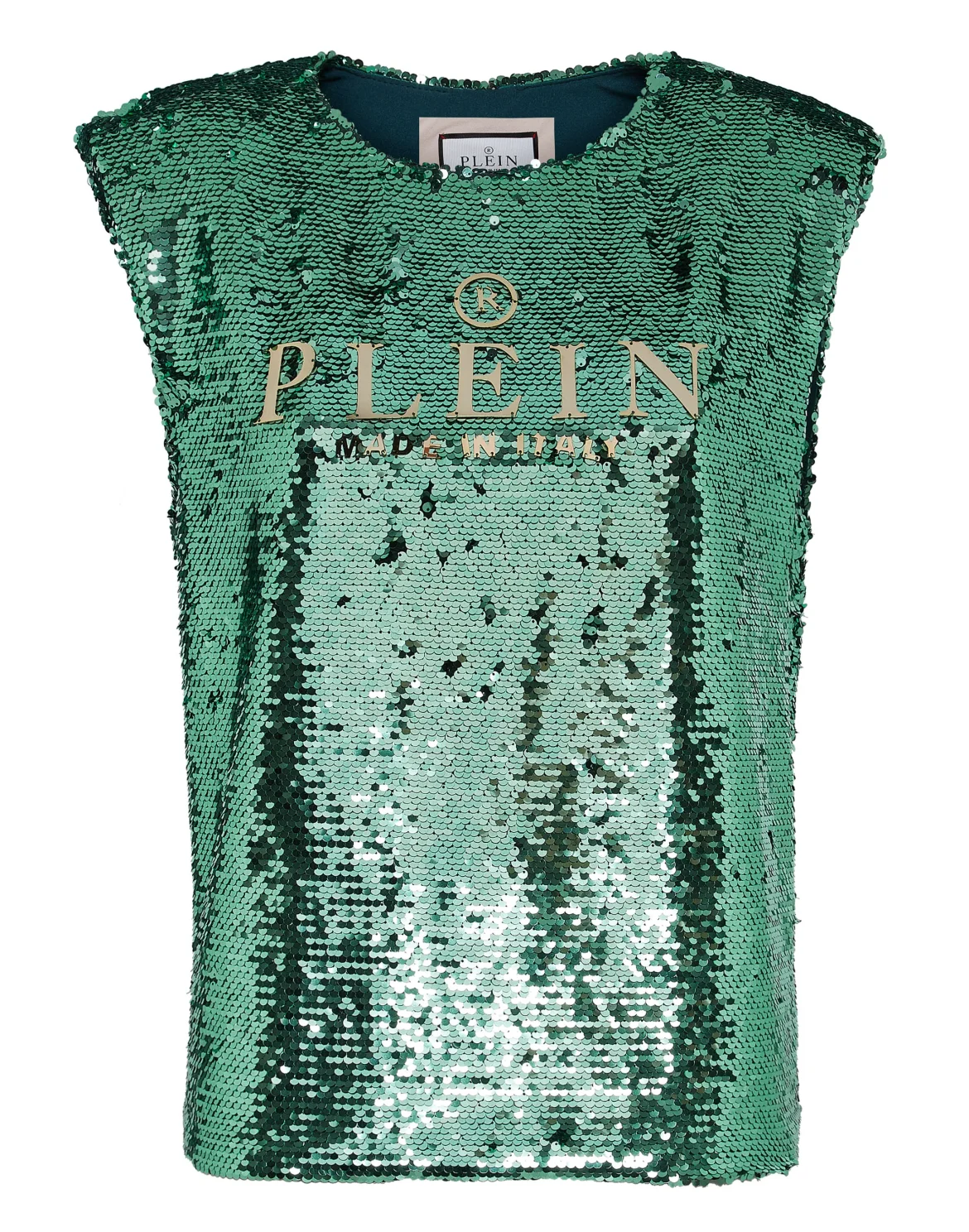 Tank Top Padded Shoulder with Crystals, цвет: Зеленый