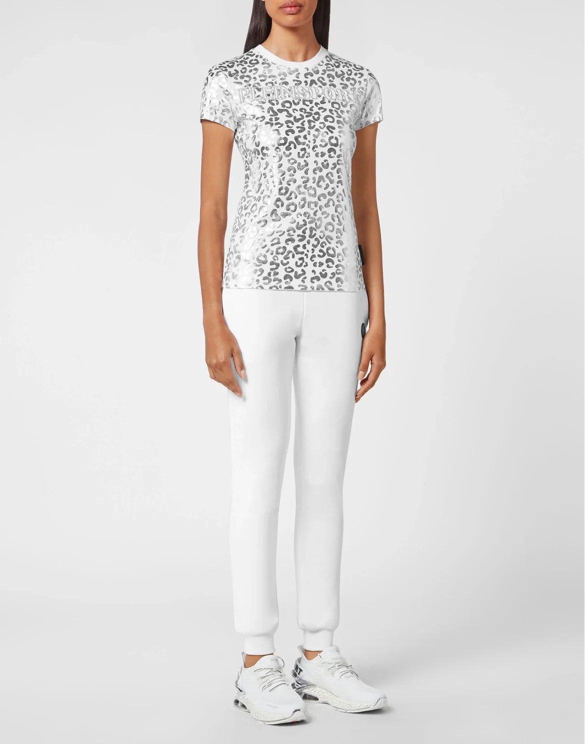 T-shirt Round Neck SS Leopard, цвет: Серебристый