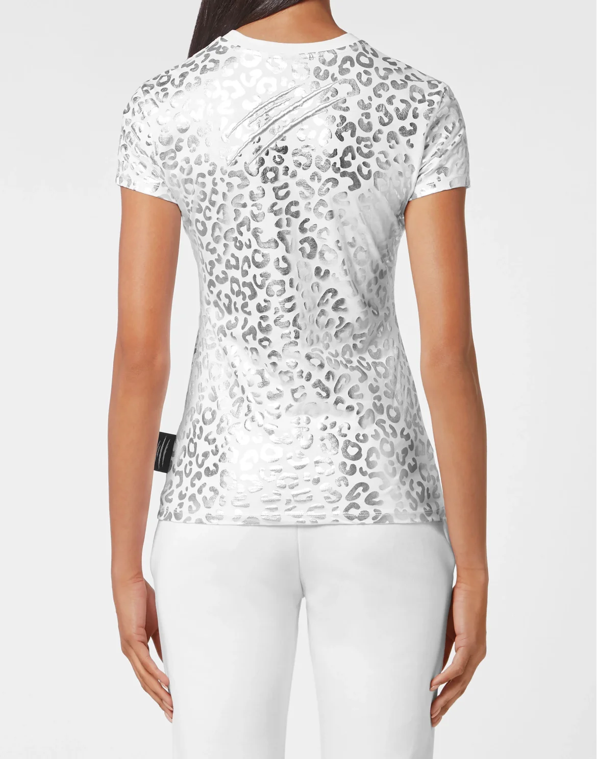 T-shirt Round Neck SS Leopard, цвет: Серебристый