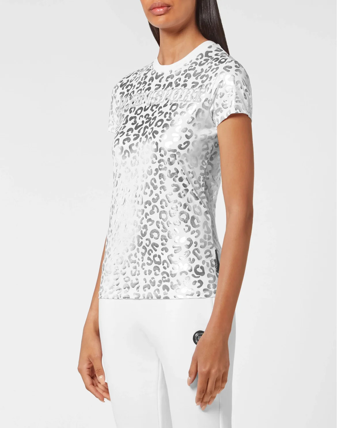 T-shirt Round Neck SS Leopard, цвет: Серебристый