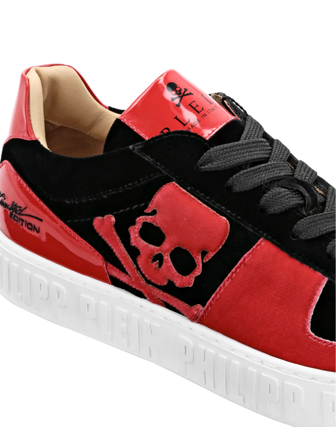 Velvet Lo-Top Sneakers Skull, цвет: Черный