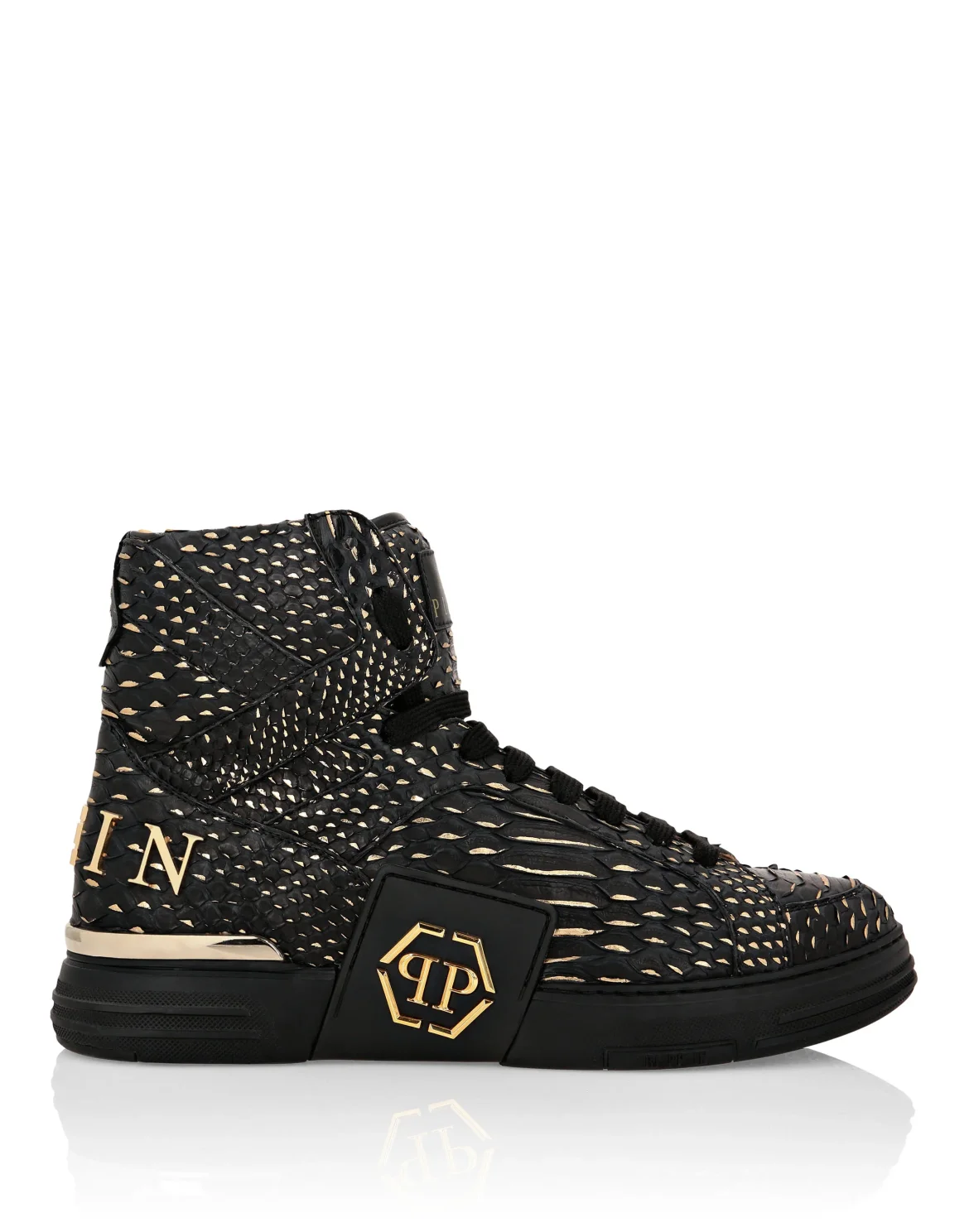 HI-TOP SNEAKERS MONEY KICK$ PYTHON Platinum HEXAGON, цвет: Черный