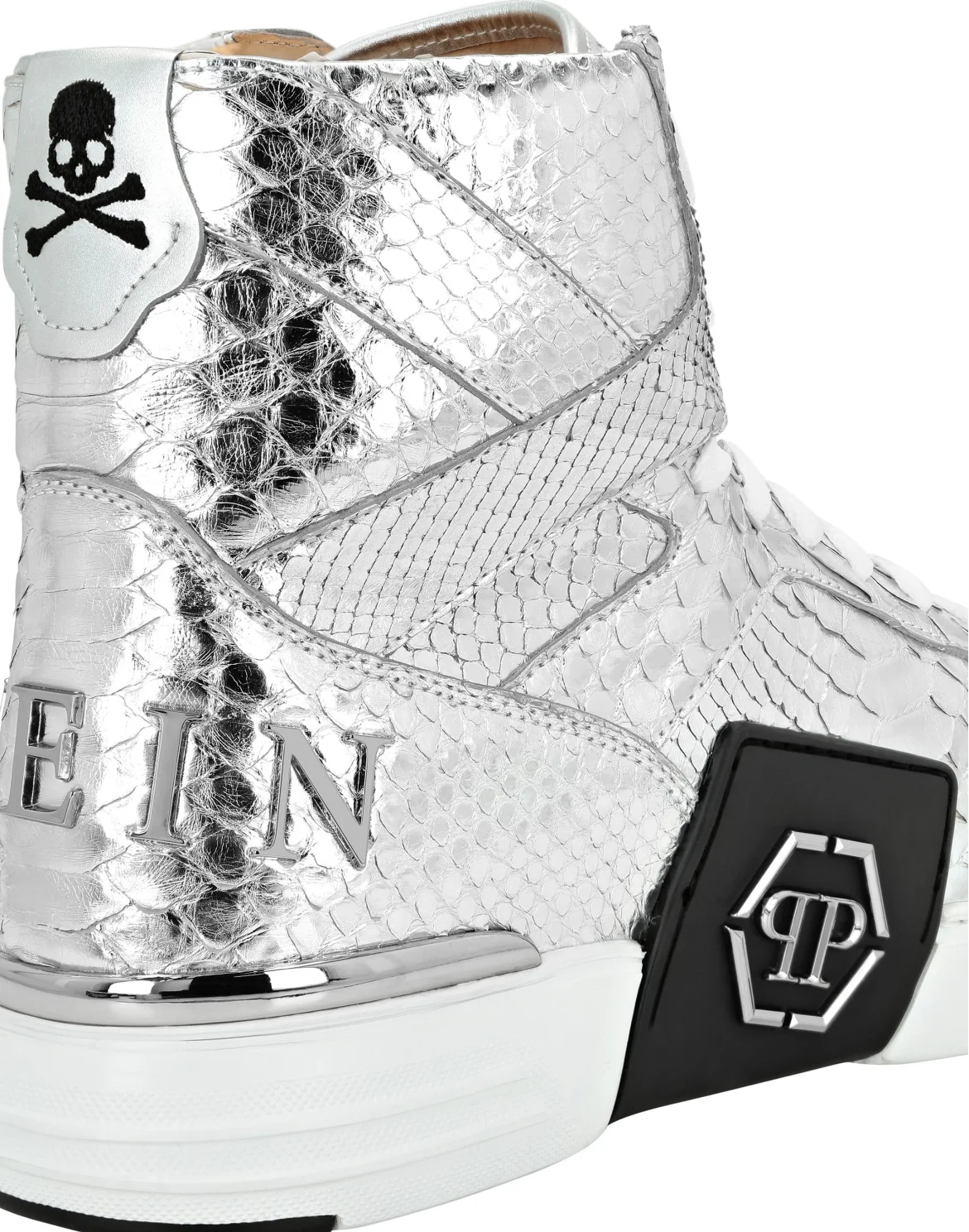 HI-TOP SNEAKERS MONEY KICK$ PYTHON Platinum HEXAGON, цвет: Серебристый