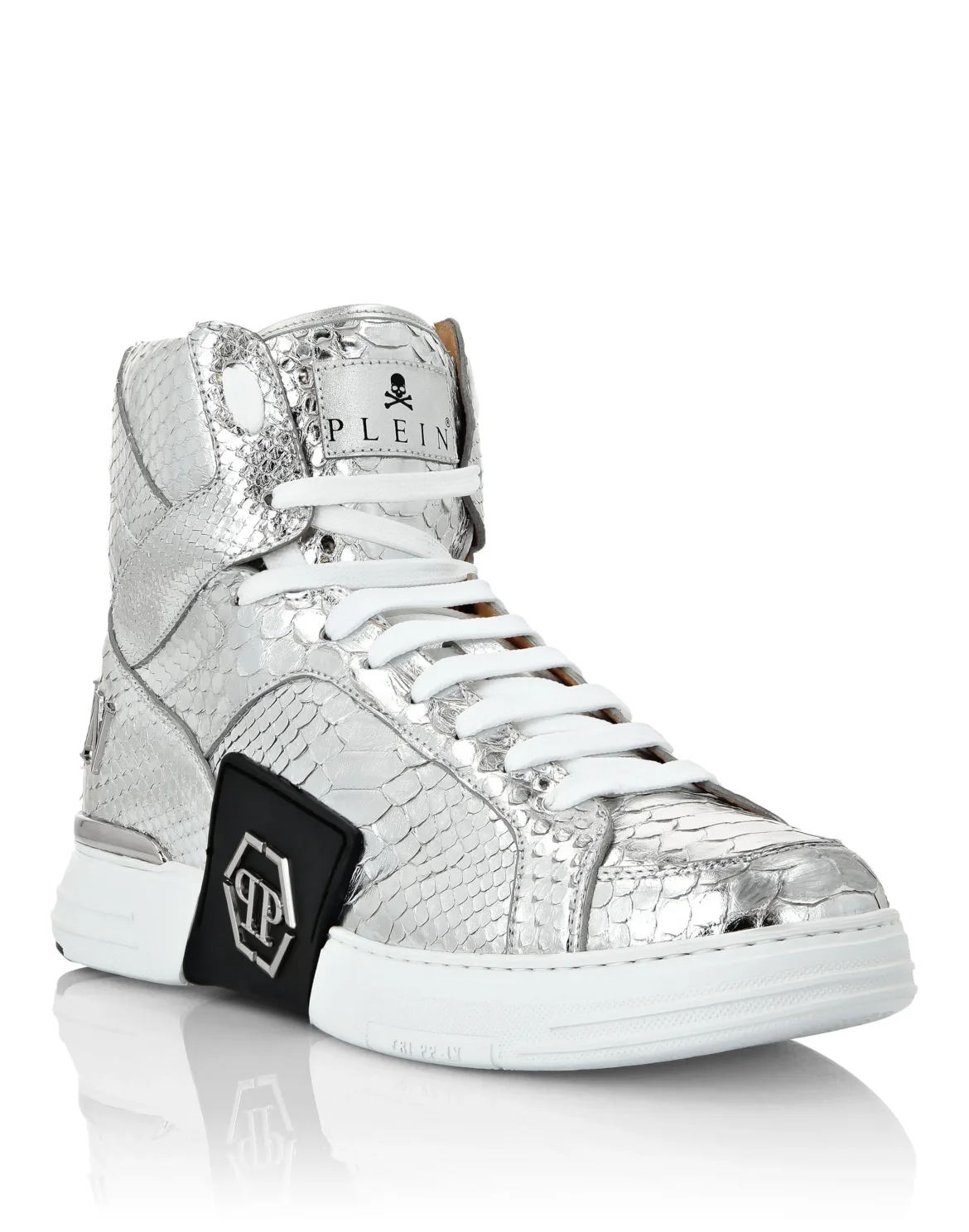 HI-TOP SNEAKERS MONEY KICK$ PYTHON Platinum HEXAGON, цвет: Серебристый