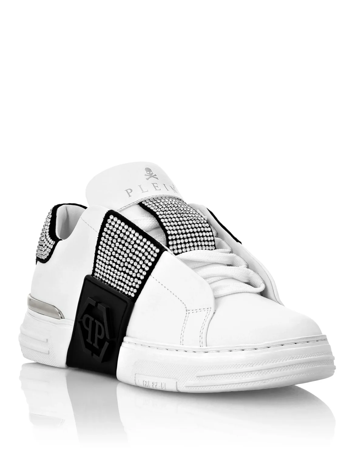 LO-TOP SNEAKERS PHANTOM KICK$ LEATHER HEXAGON WITH Crystals, цвет: Белый