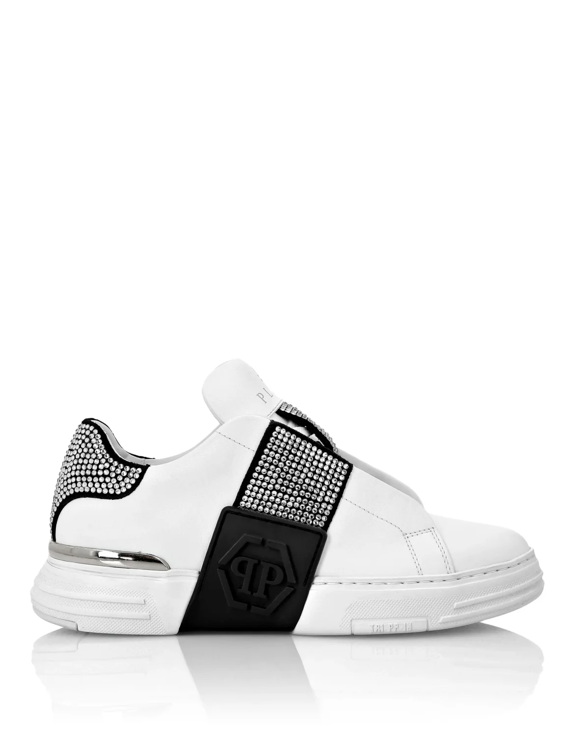 LO-TOP SNEAKERS PHANTOM KICK$ LEATHER HEXAGON WITH Crystals, цвет: Белый