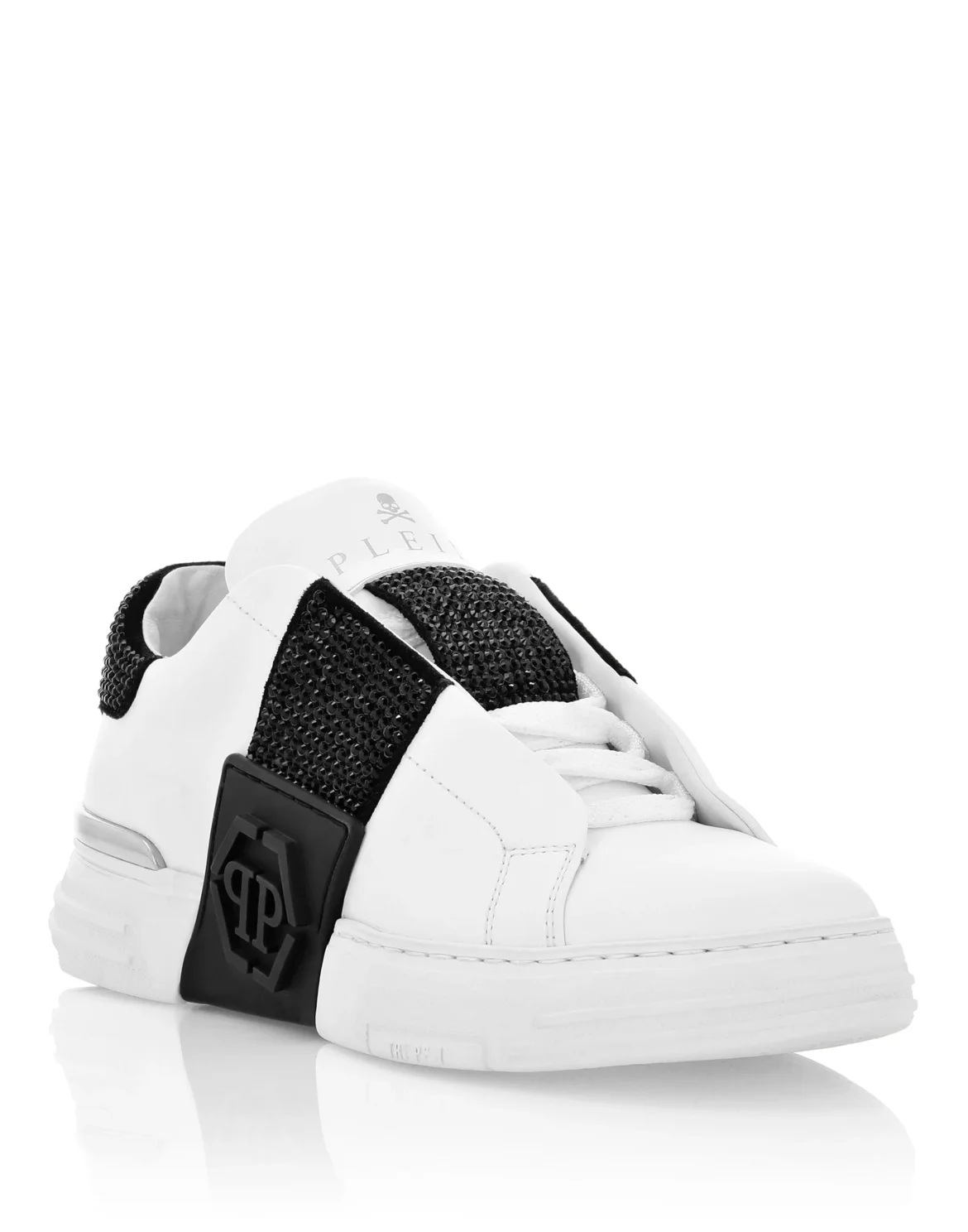 LO-TOP SNEAKERS PHANTOM KICK$ LEATHER HEXAGON WITH Crystals, цвет: Черный