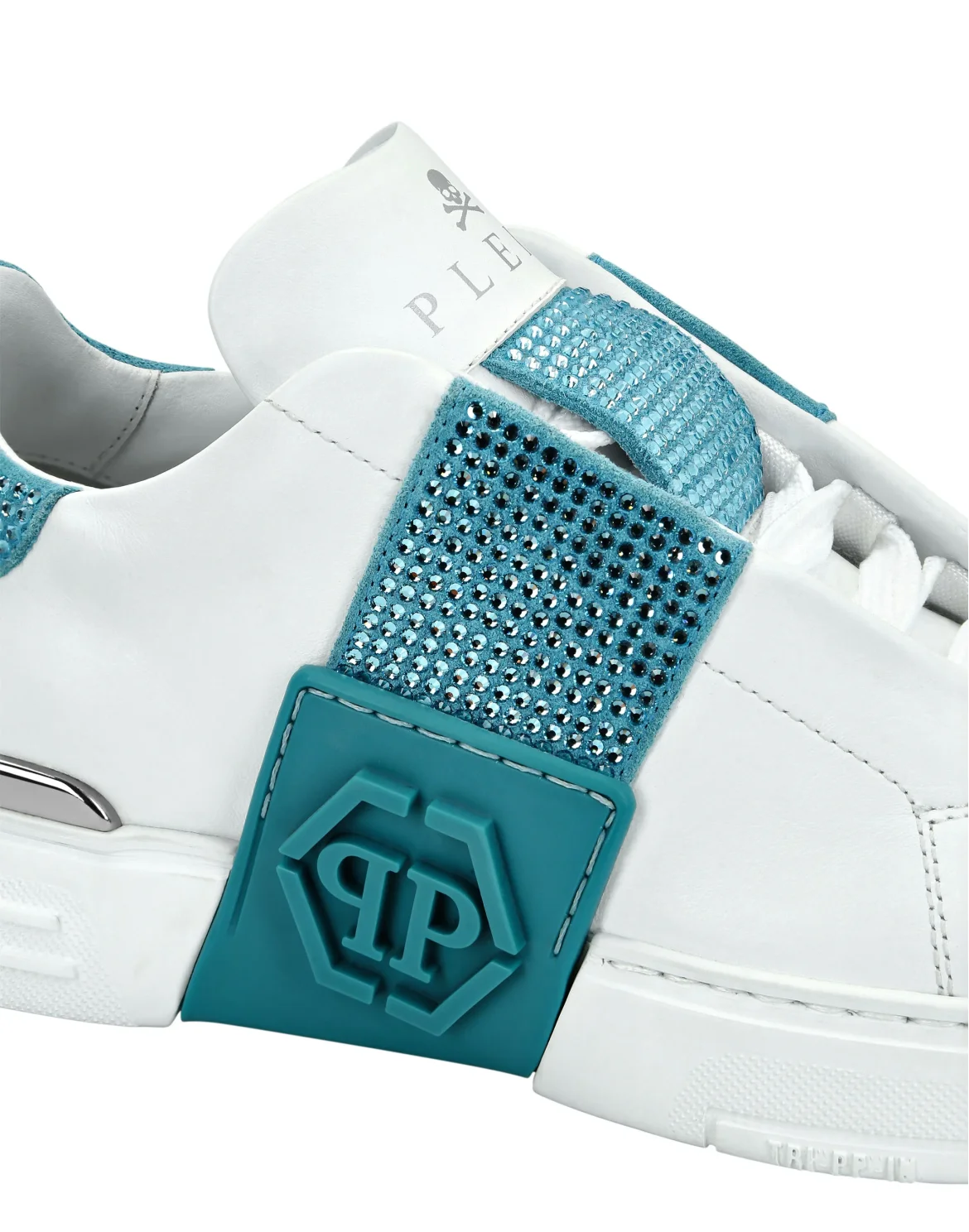 LO-TOP SNEAKERS PHANTOM KICK$ LEATHER HEXAGON WITH Crystals, цвет: Голубой