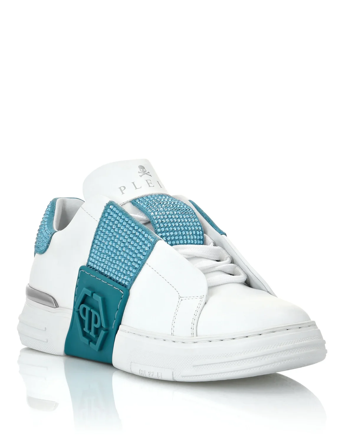 LO-TOP SNEAKERS PHANTOM KICK$ LEATHER HEXAGON WITH Crystals, цвет: Голубой