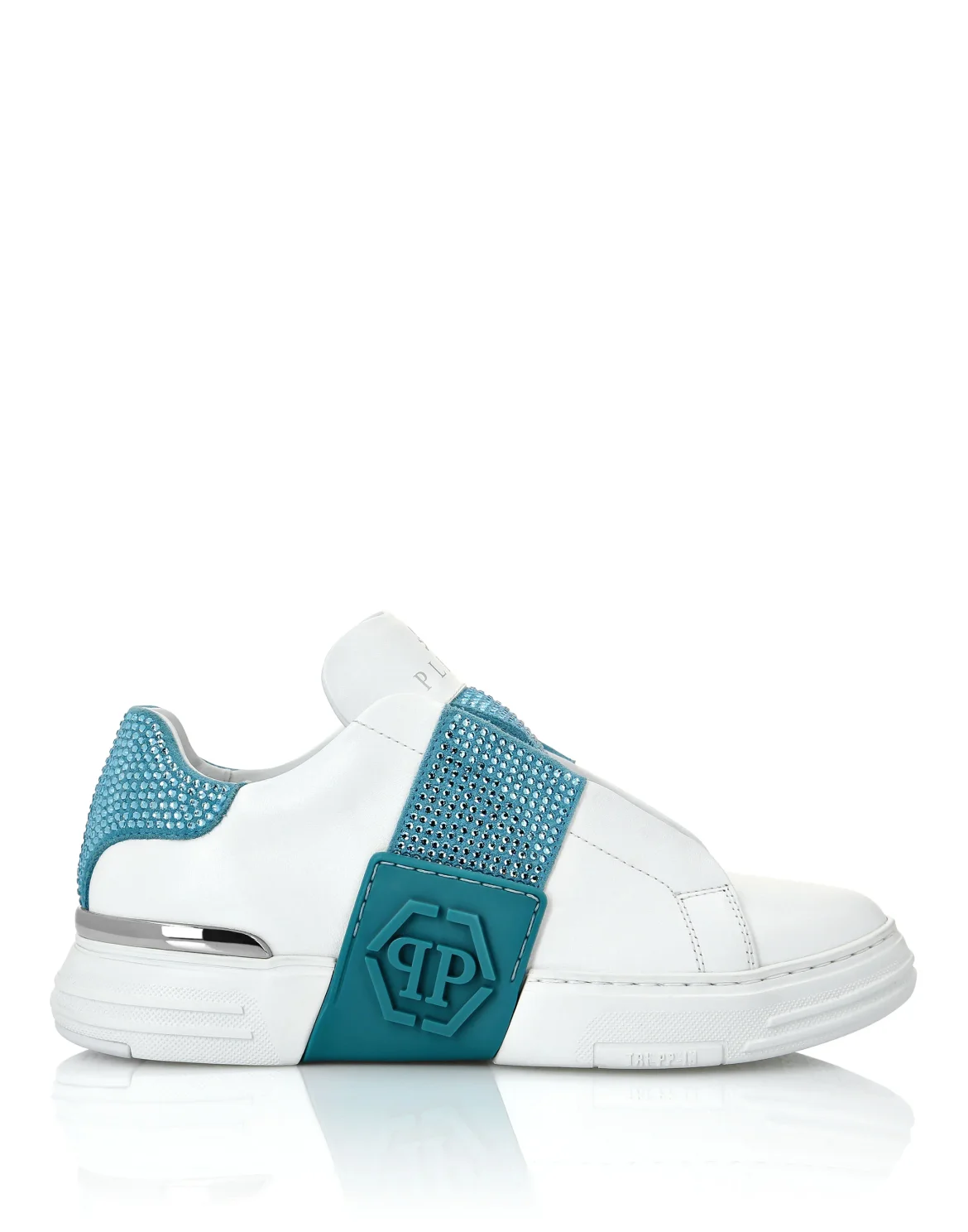 LO-TOP SNEAKERS PHANTOM KICK$ LEATHER HEXAGON WITH Crystals, цвет: Голубой