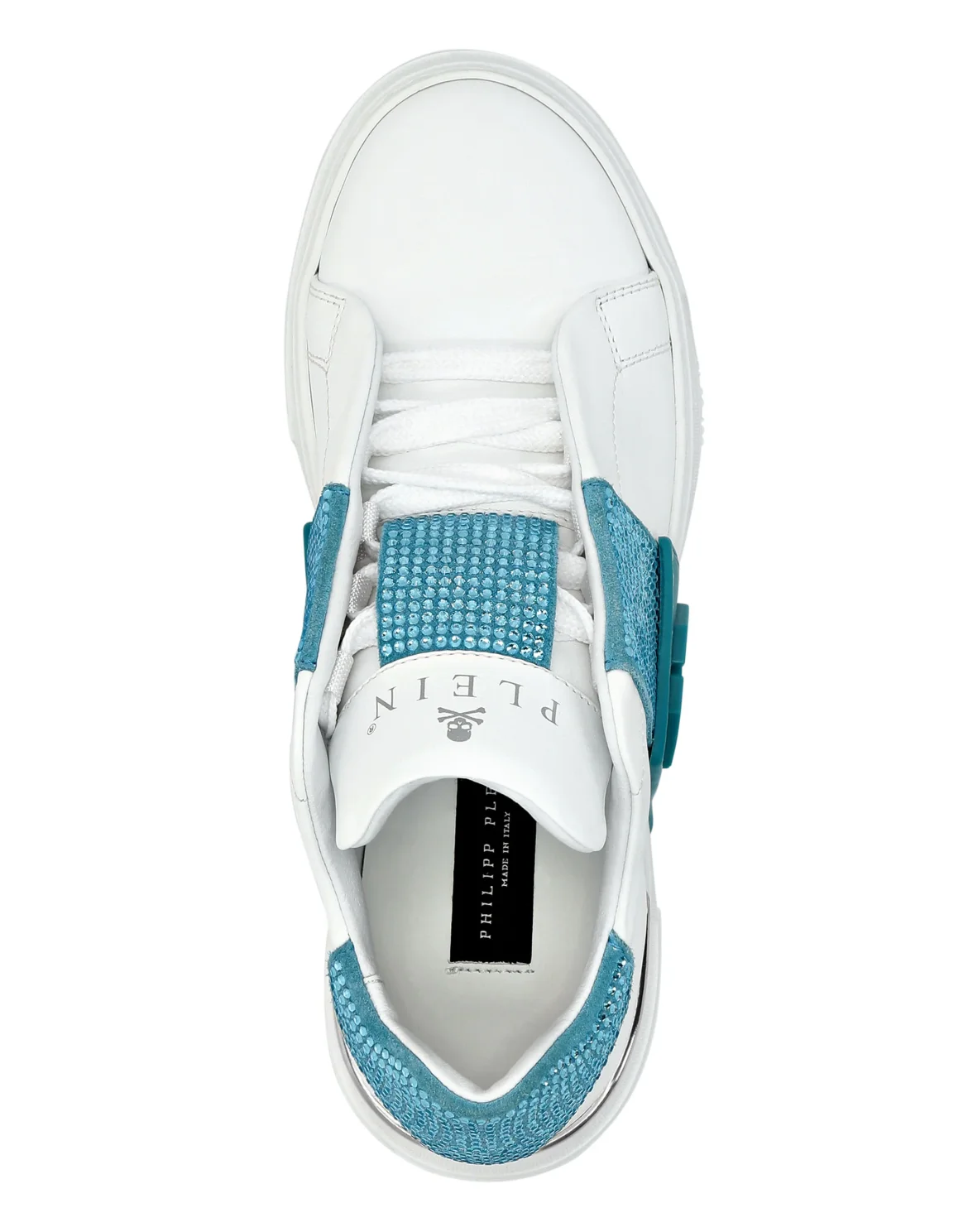 LO-TOP SNEAKERS PHANTOM KICK$ LEATHER HEXAGON WITH Crystals, цвет: Голубой