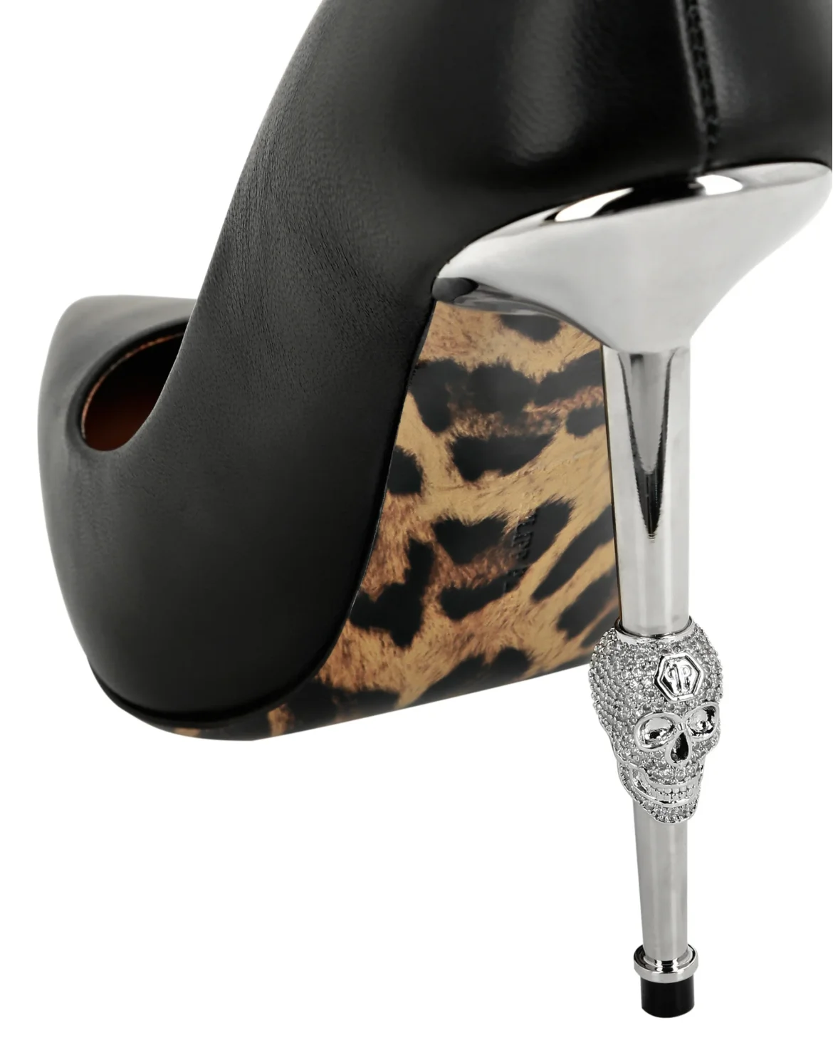Skull Heel Leather Pumps, цвет: Черный