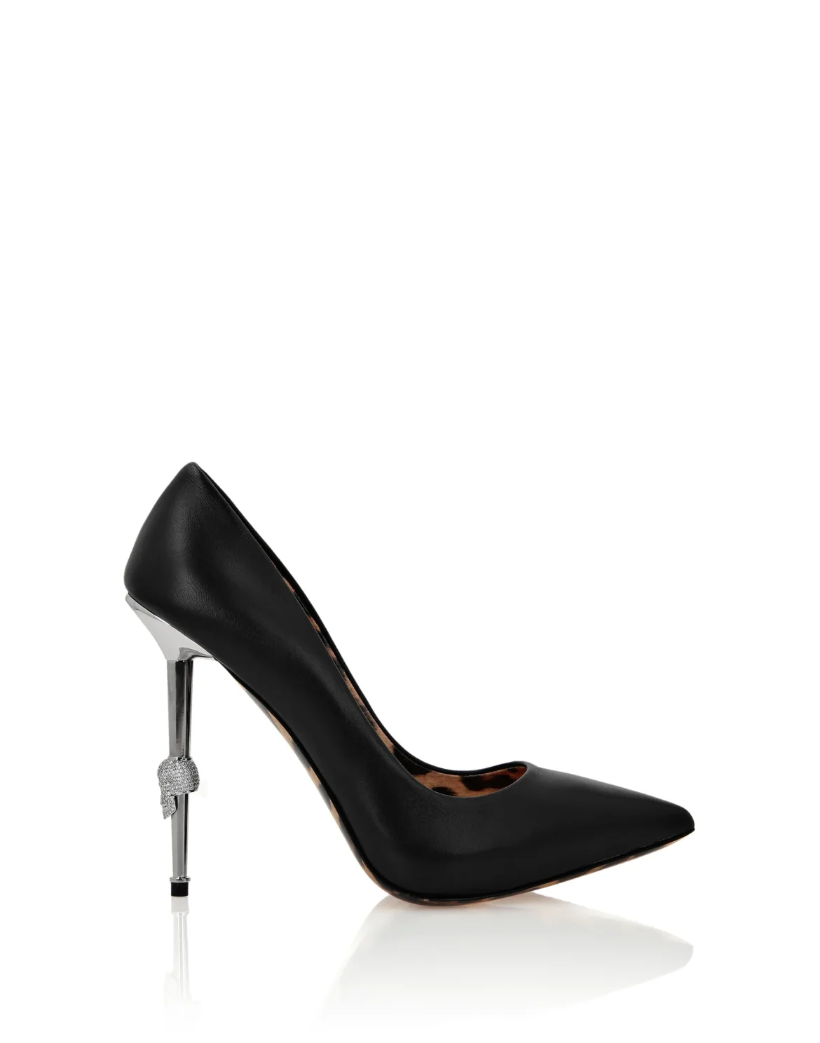 Skull Heel Leather Pumps, цвет: Черный