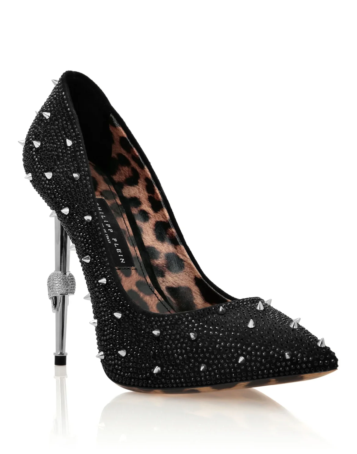 Skull Heel Crystal & Stud Pumps, цвет: Черный