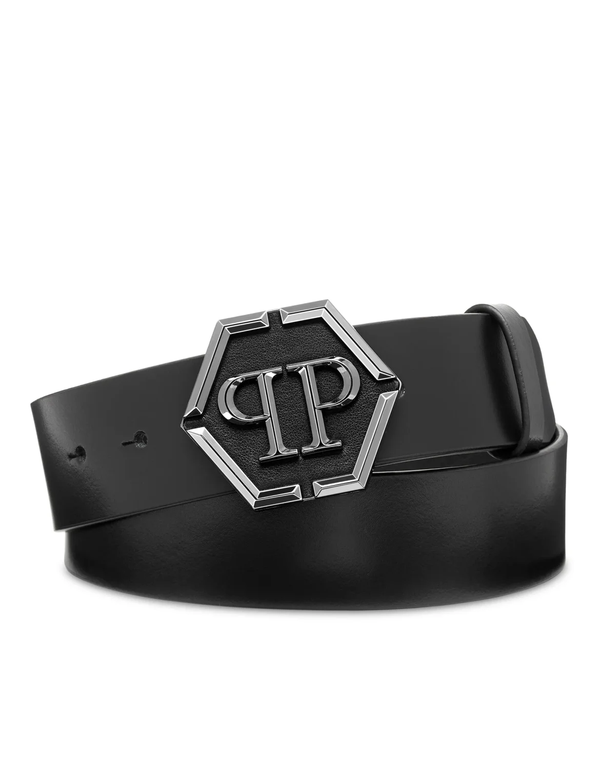 Leather Belt Hexagon, цвет: Черный