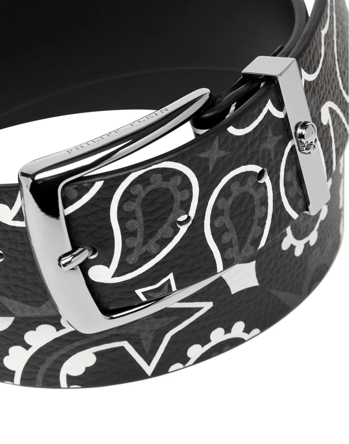 Leather Belt Paisley, цвет: Черный