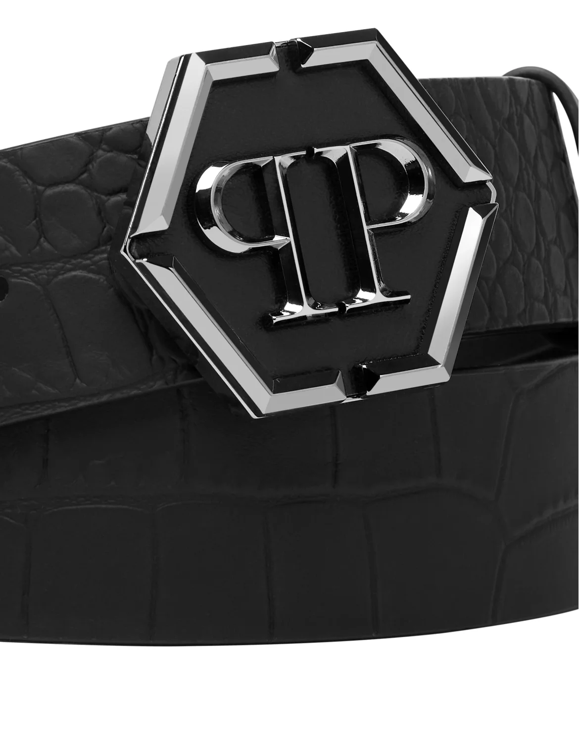 Leather Belt Hexagon, цвет: Черный