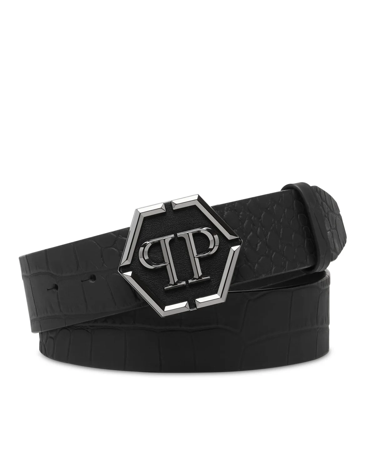 Leather Belt Hexagon, цвет: Черный