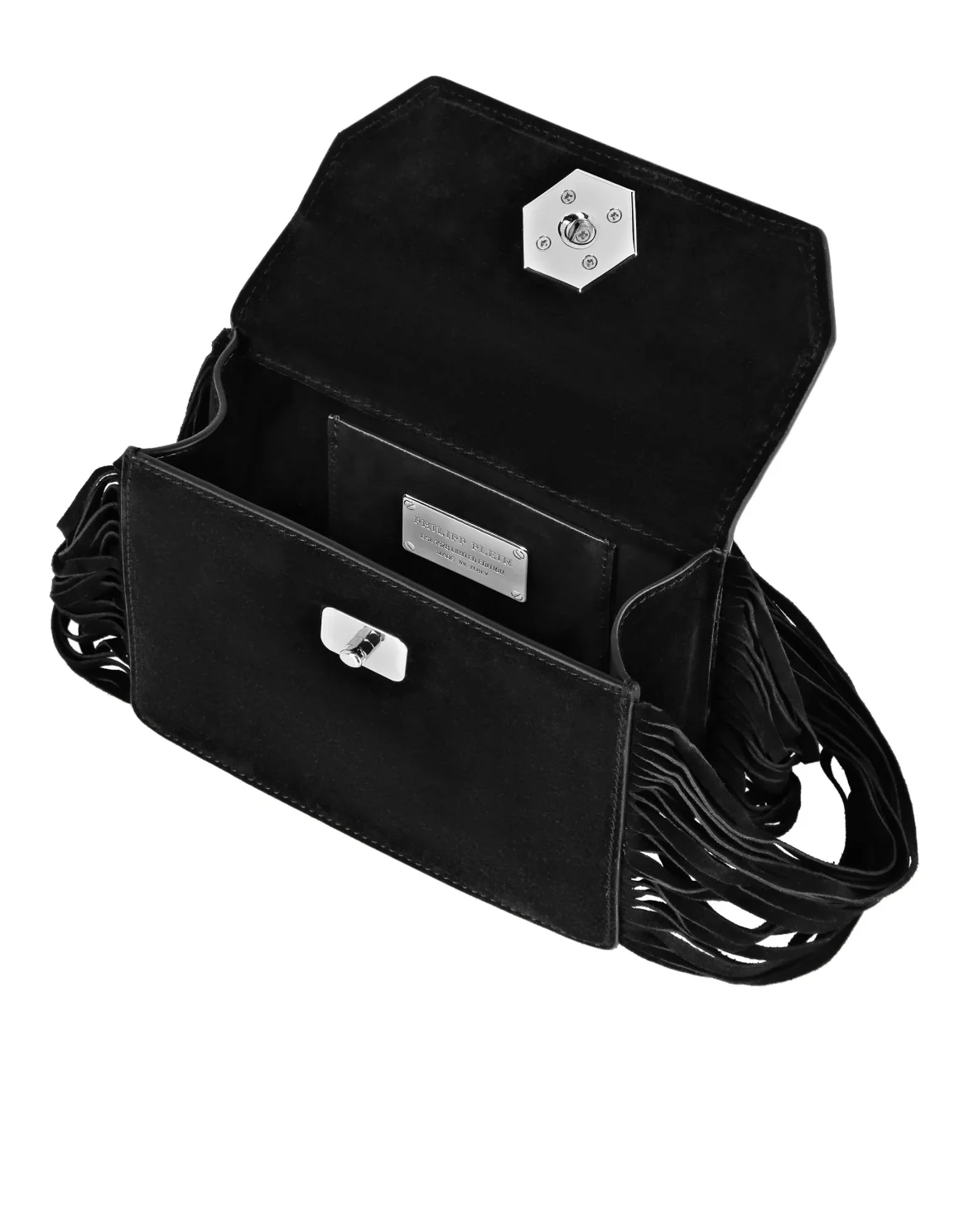 Small Suede Handle Bag Superheroine, цвет: Черный