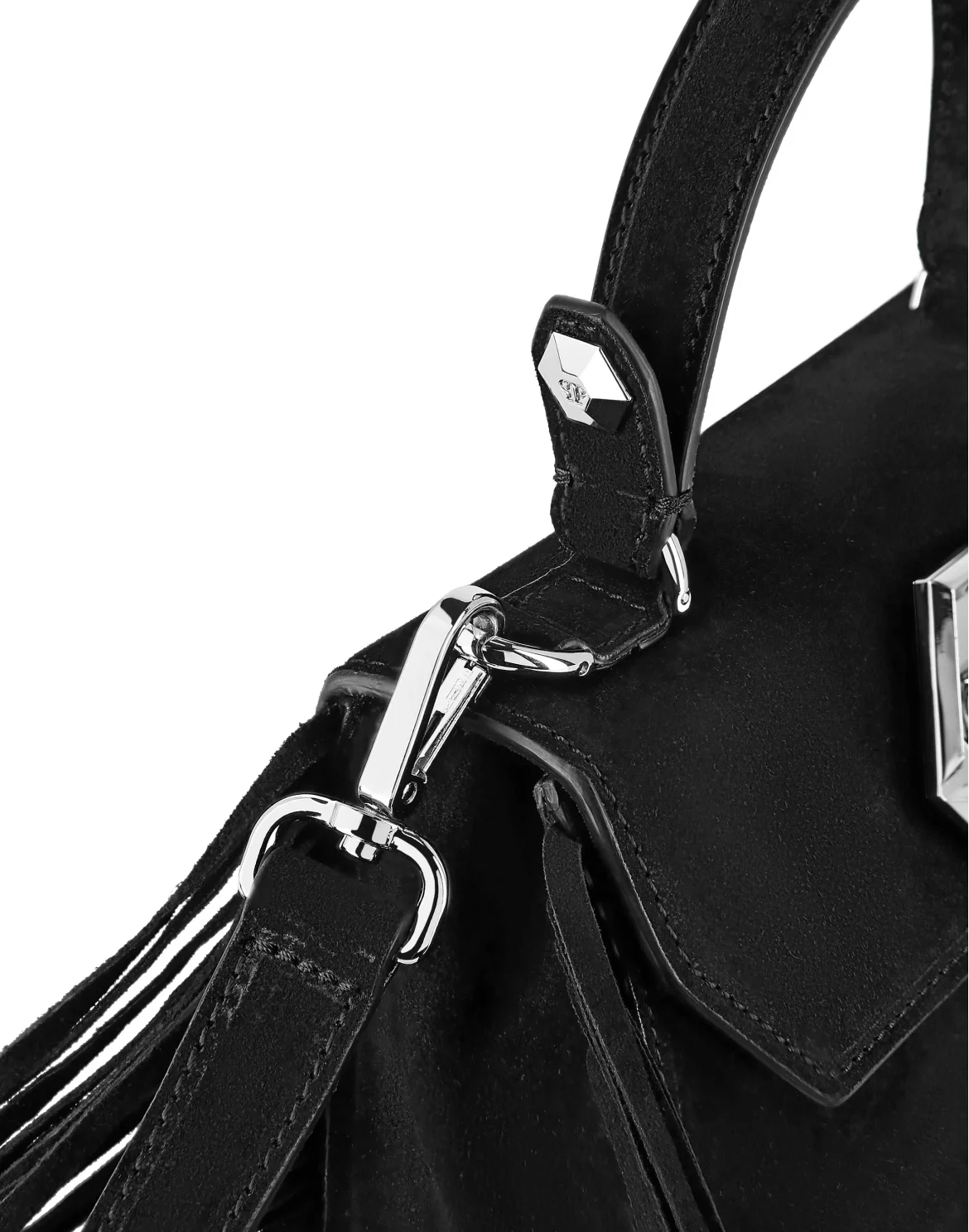 Small Suede Handle Bag Superheroine, цвет: Черный
