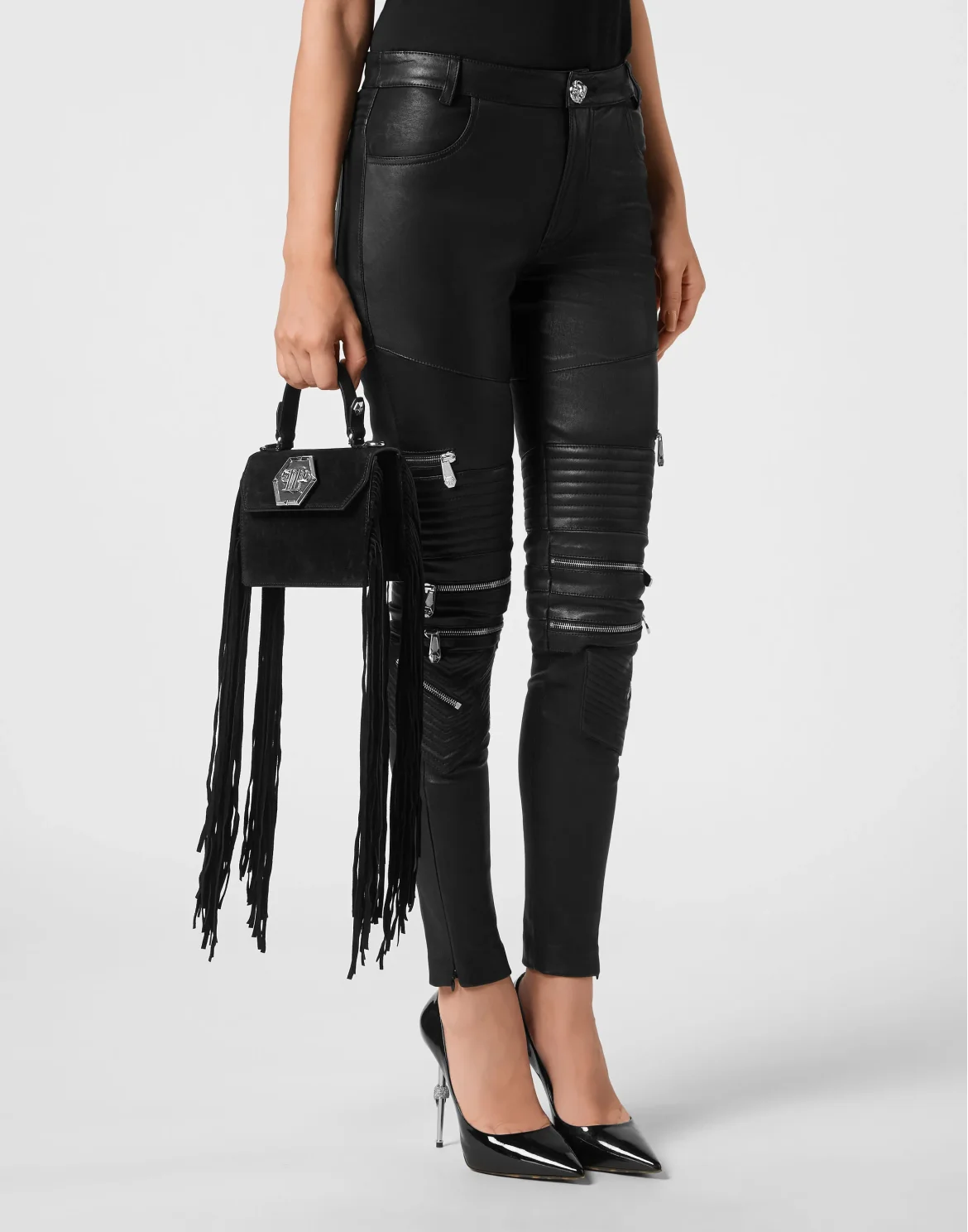 Small Suede Handle Bag Superheroine, цвет: Черный