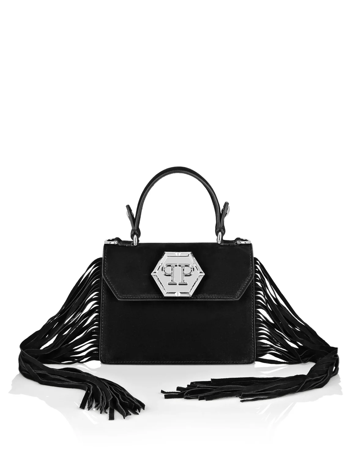 Small Suede Handle Bag Superheroine, цвет: Черный
