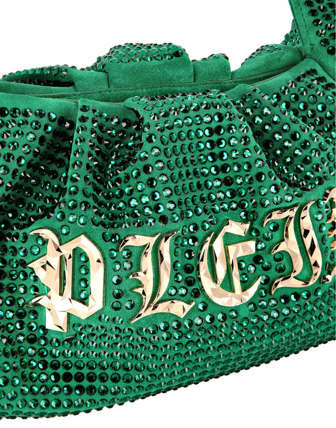 Suede Superheroin Fringe Small Handle bag Stones, цвет: Зеленый