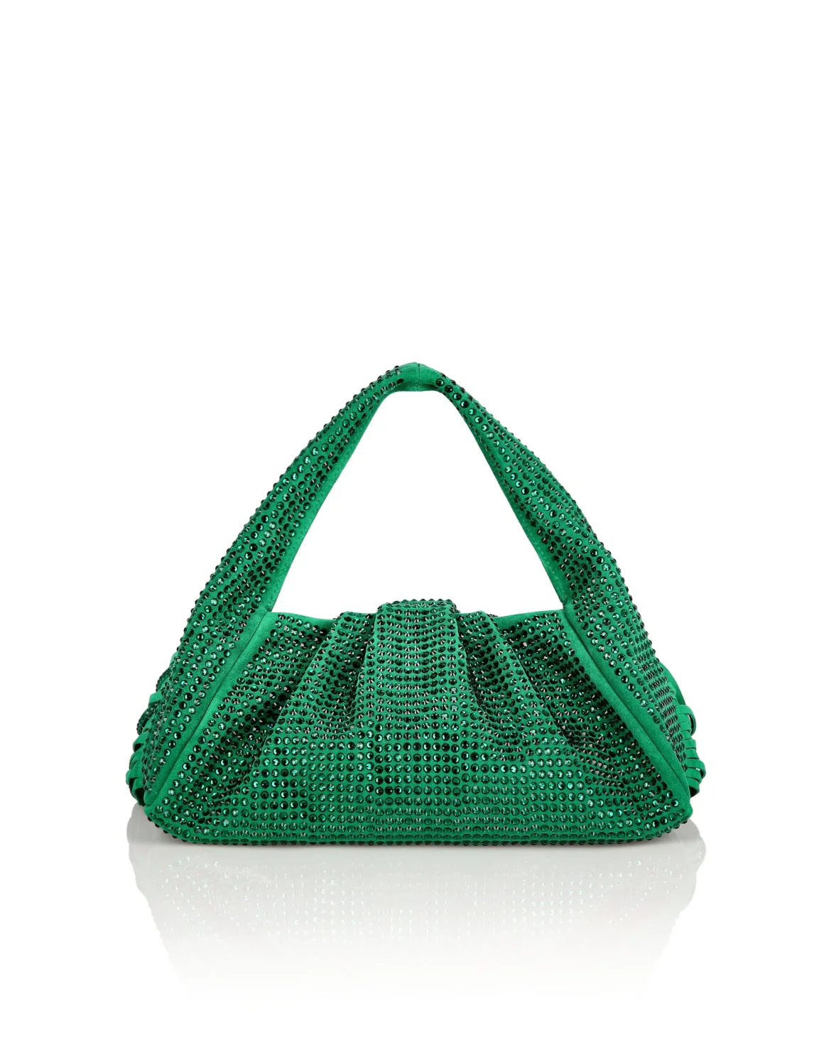 Suede Superheroin Fringe Small Handle bag Stones, цвет: Зеленый