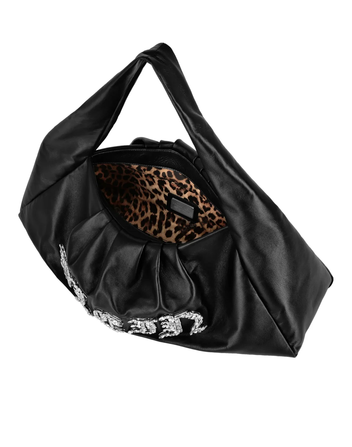 Leather Large Shoulder Bag Gothic Plein, цвет: Черный