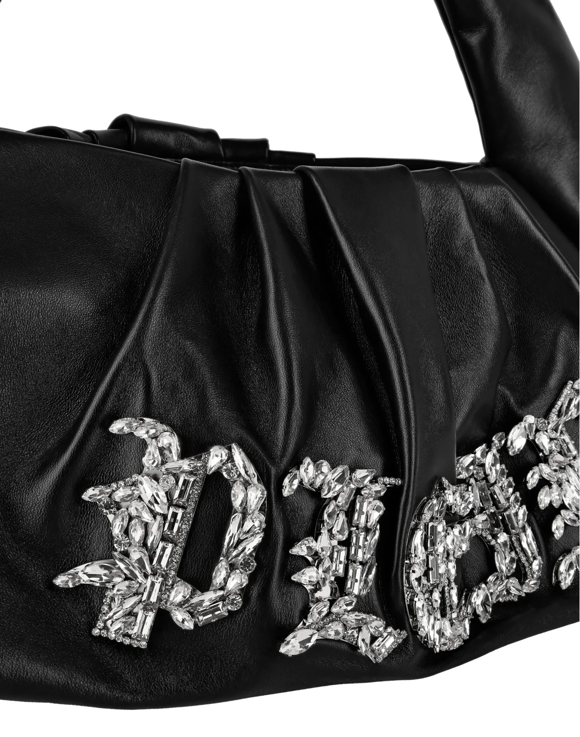 Leather Large Shoulder Bag Gothic Plein, цвет: Черный