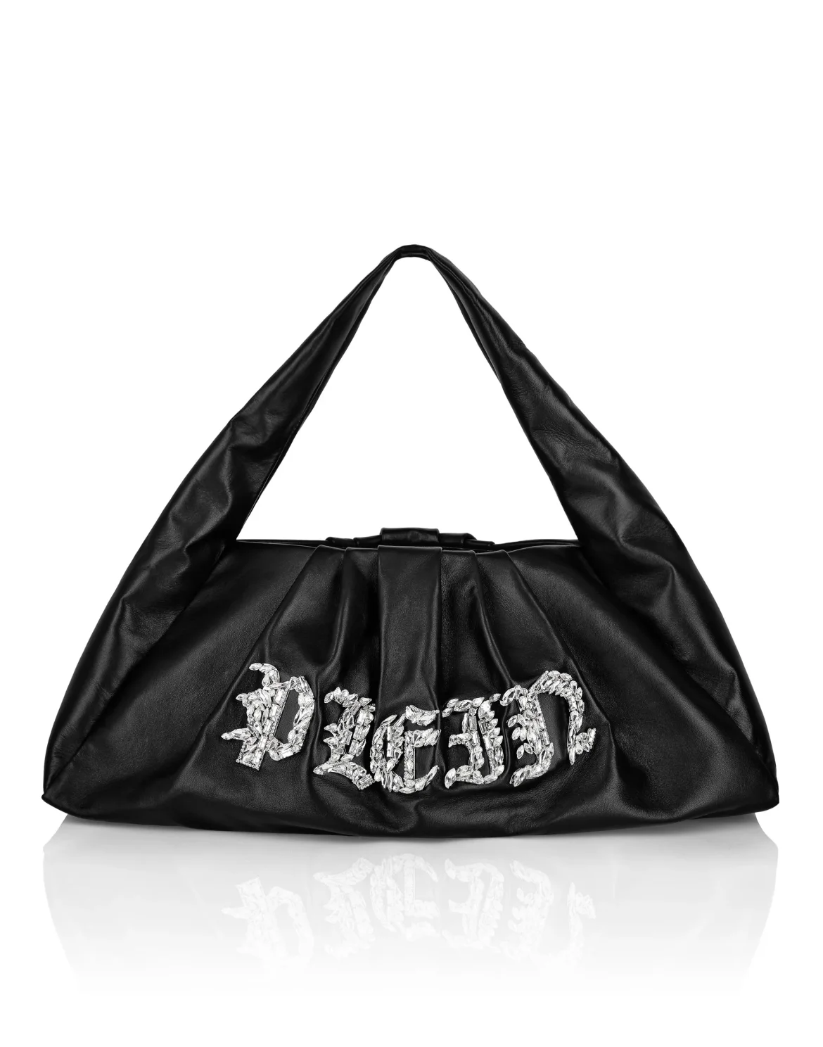 Leather Large Shoulder Bag Gothic Plein, цвет: Черный