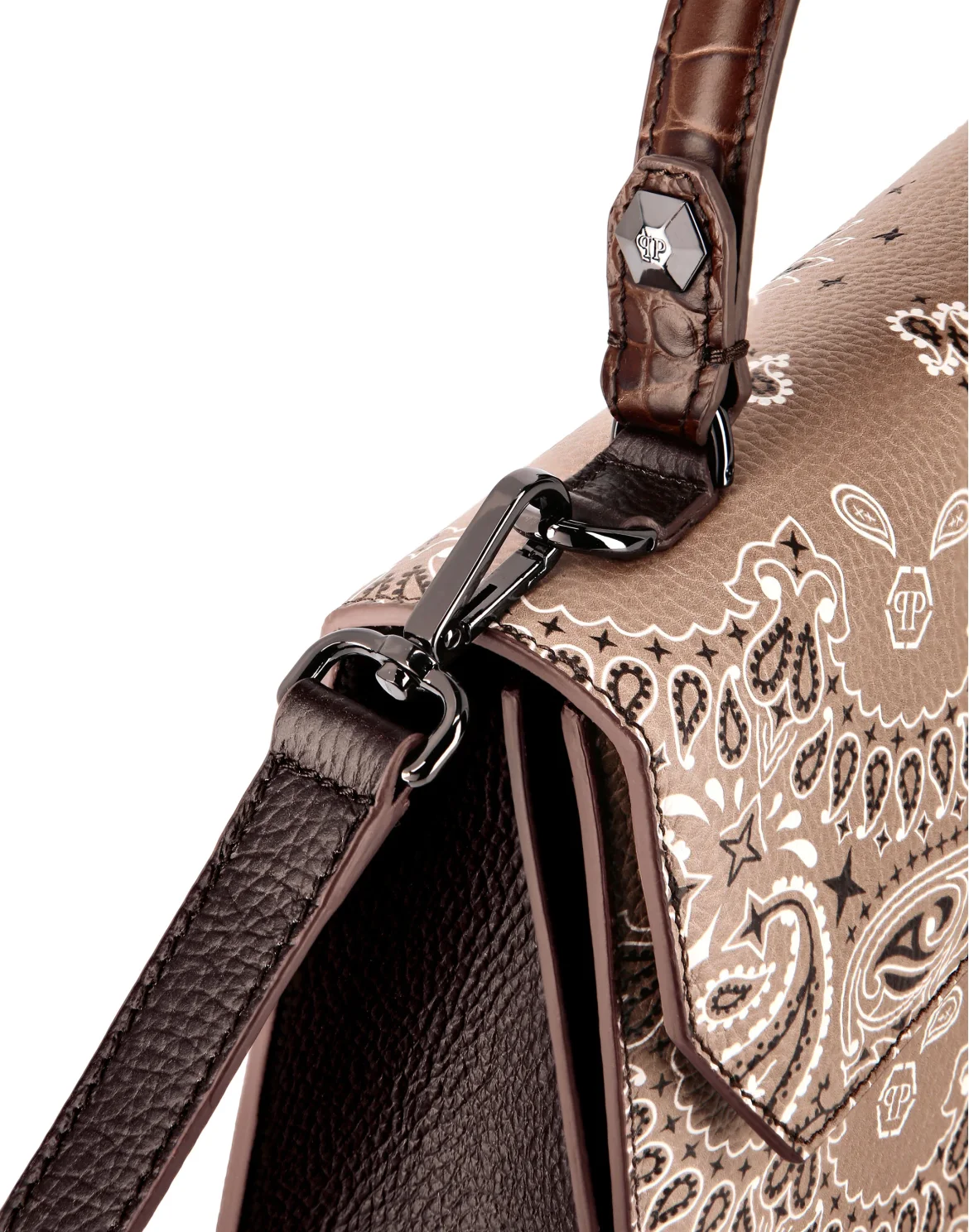 Leather Superheroin Medium Handle Bag Paisley, цвет: Бежевый