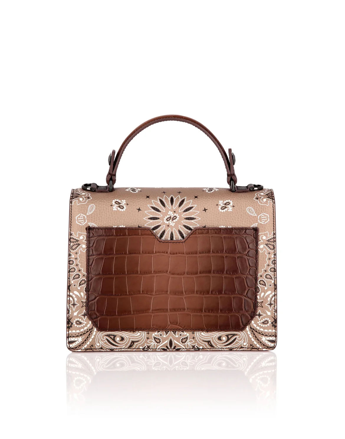 Leather Superheroin Medium Handle Bag Paisley, цвет: Бежевый