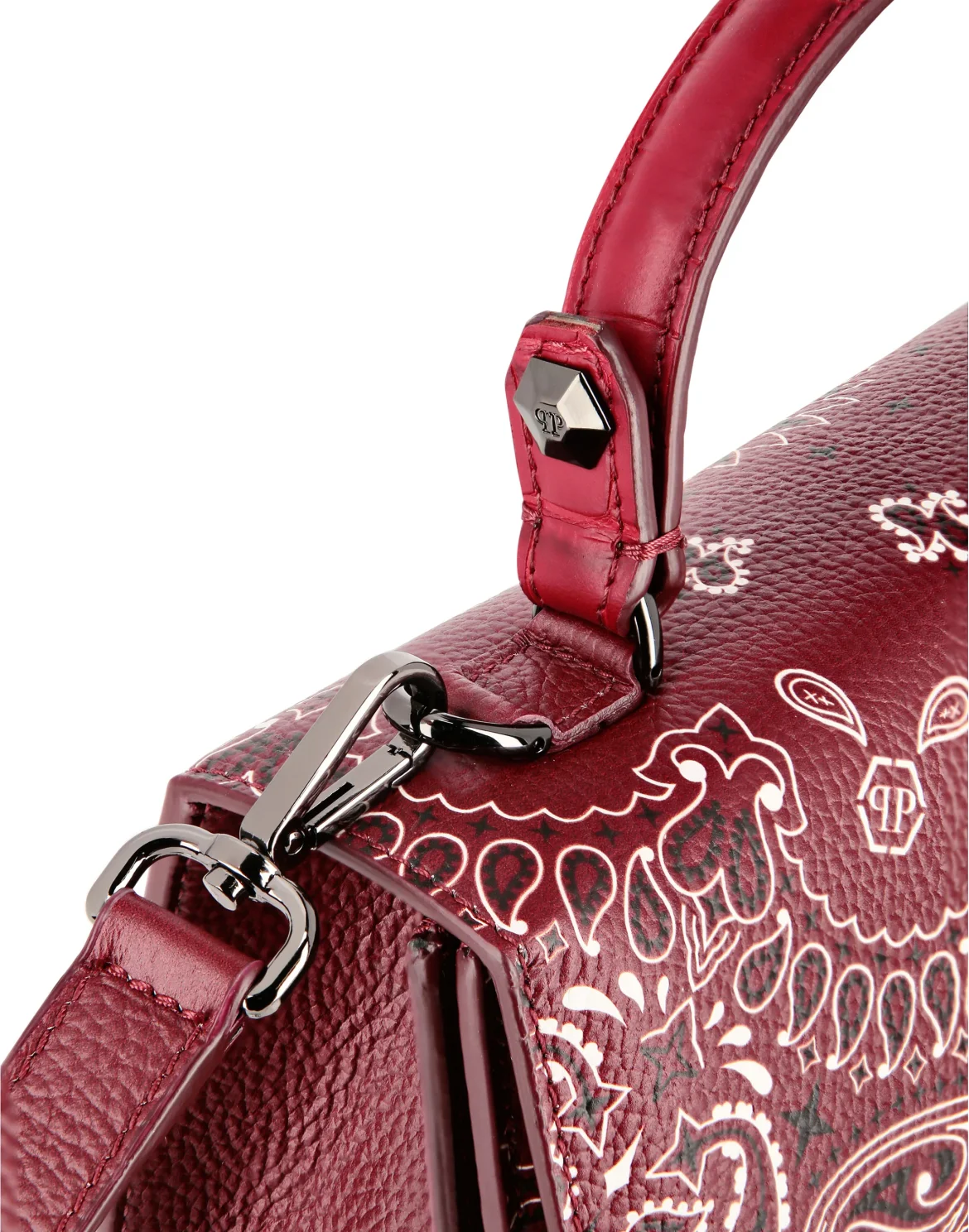 Leather Superheroin Medium Handle Bag Paisley, цвет: Красный