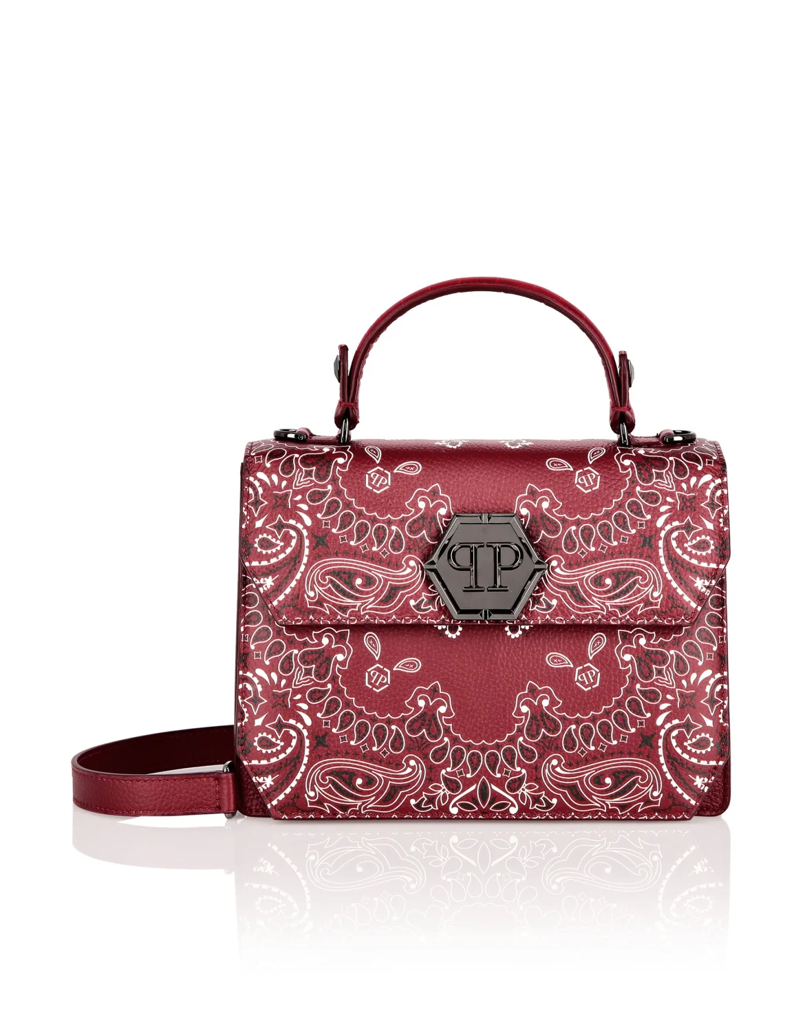 Leather Superheroin Medium Handle Bag Paisley, цвет: Красный