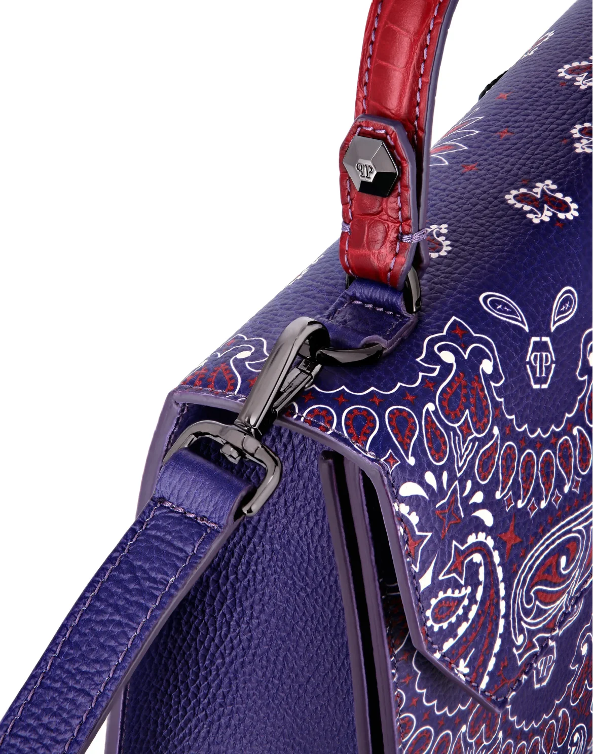 Leather Superheroin Medium Handle Bag Paisley, цвет: Фиолетовый