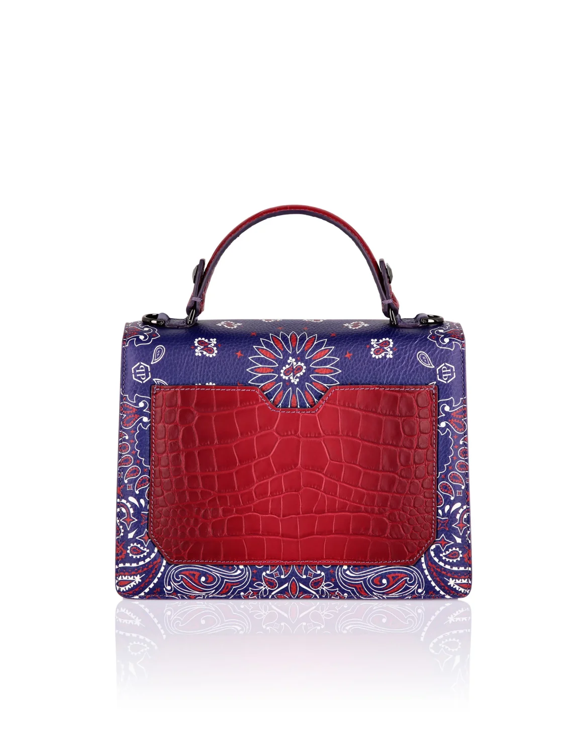 Leather Superheroin Medium Handle Bag Paisley, цвет: Фиолетовый