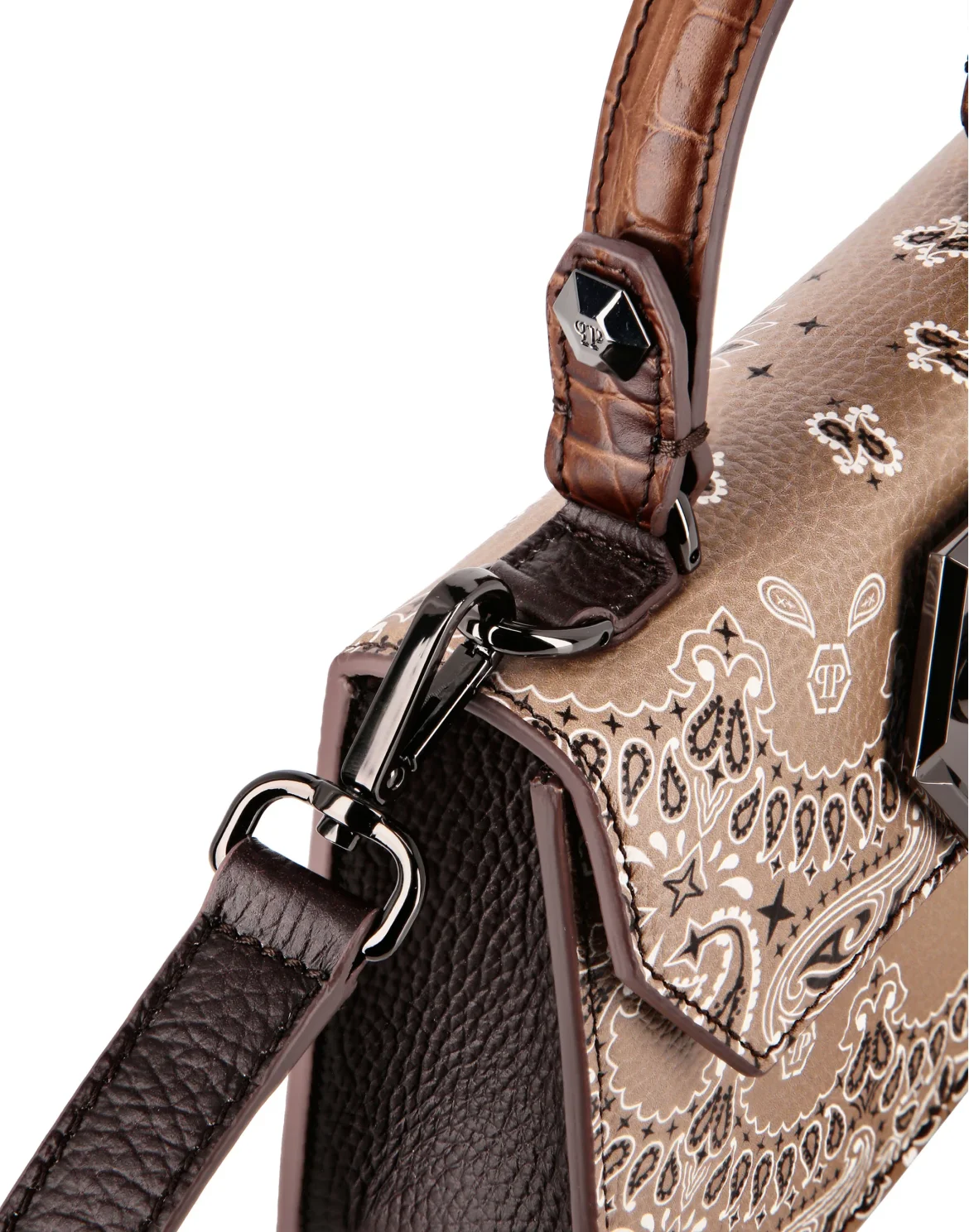 Leather Superheroin Small Handle Bag Paisley, цвет: Бежевый