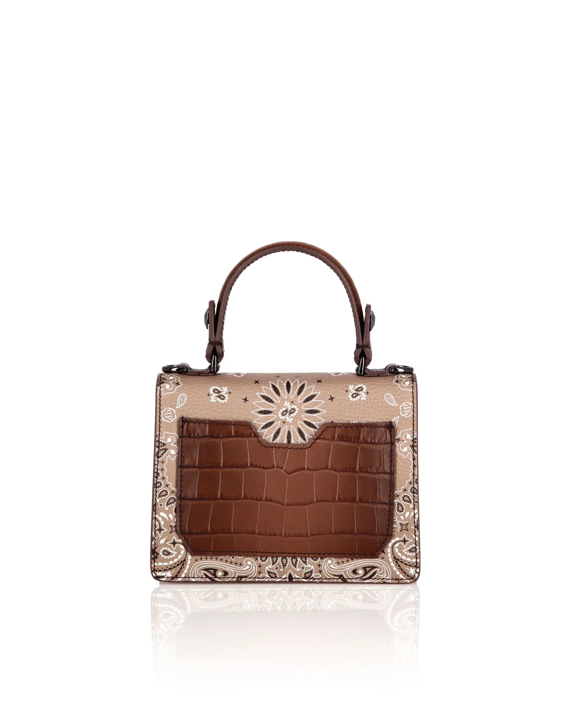 Leather Superheroin Small Handle Bag Paisley, цвет: Бежевый