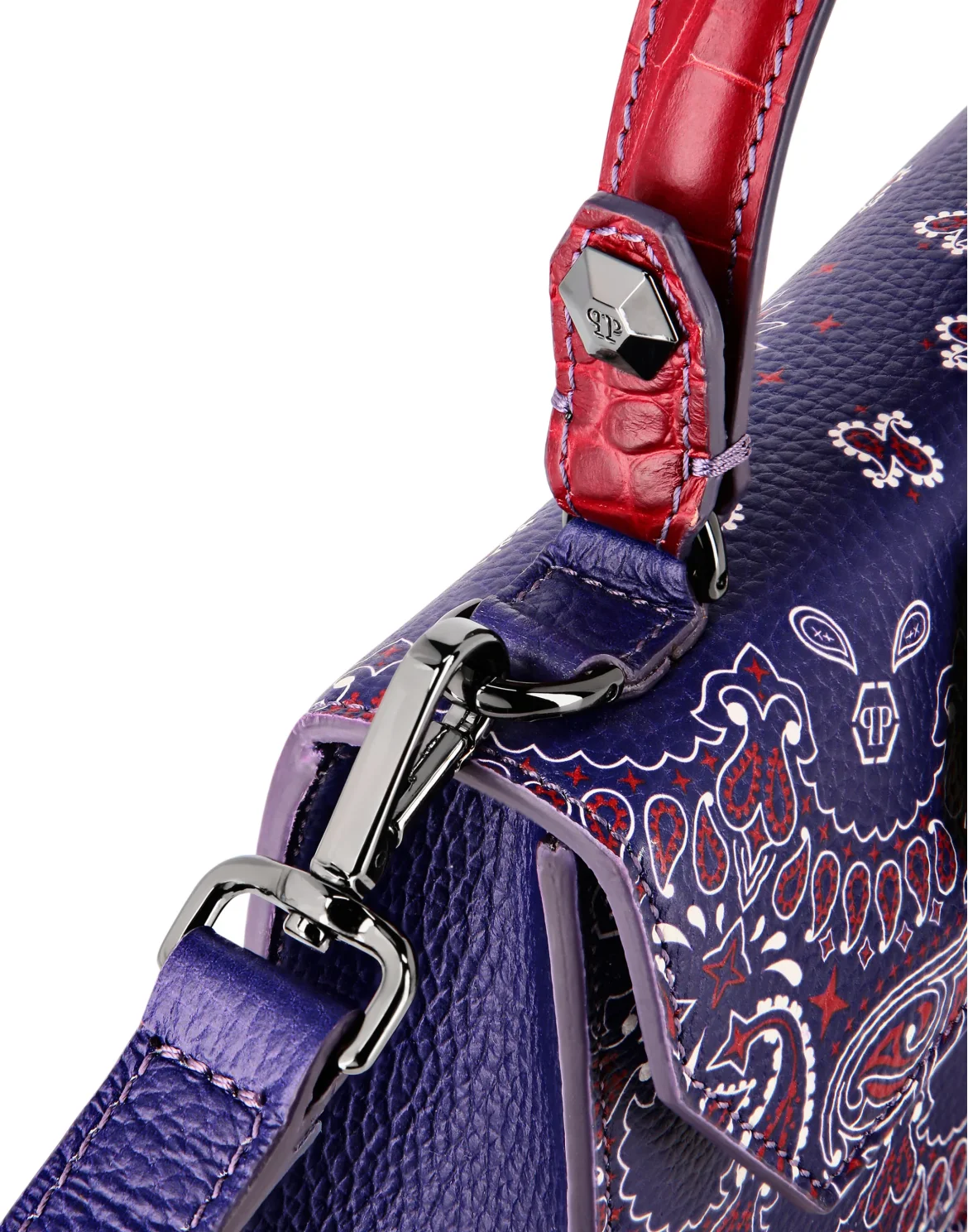 Leather Superheroin Small Handle Bag Paisley, цвет: Фиолетовый