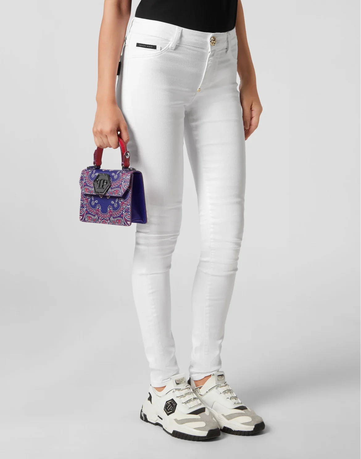 Leather Superheroin Small Handle Bag Paisley, цвет: Фиолетовый
