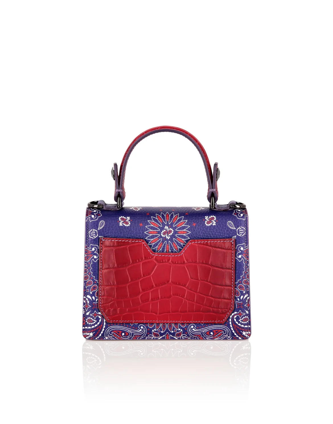 Leather Superheroin Small Handle Bag Paisley, цвет: Фиолетовый