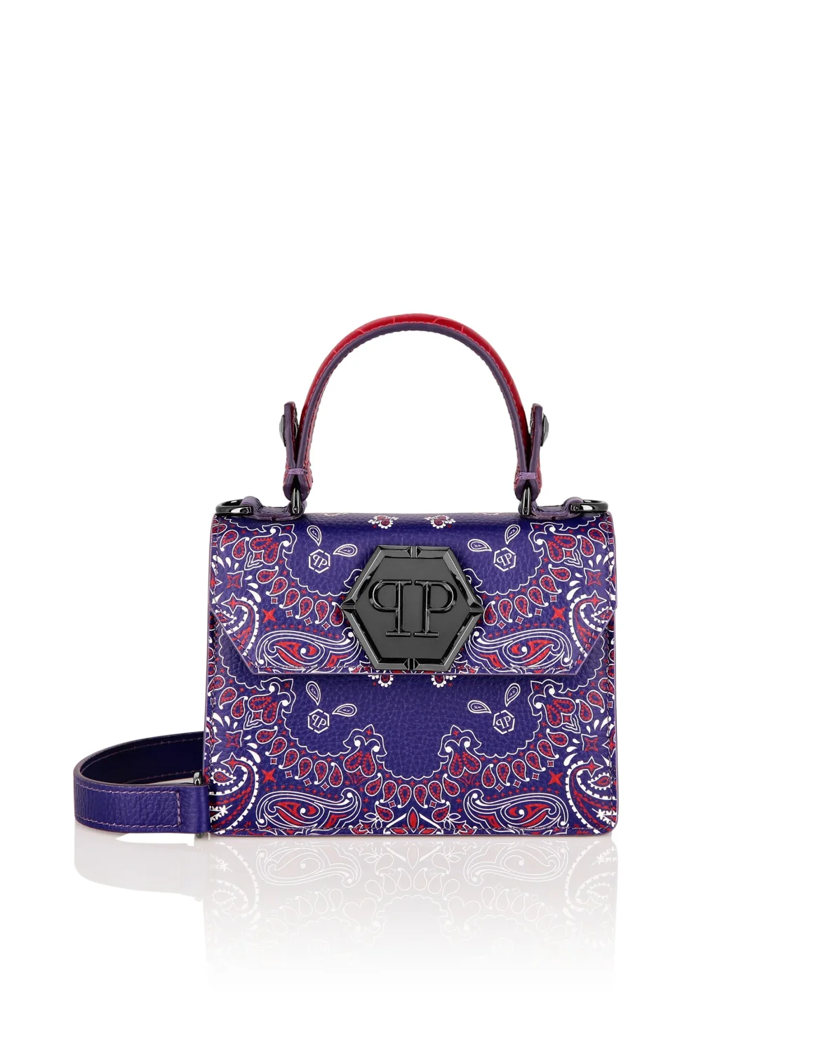 Leather Superheroin Small Handle Bag Paisley, цвет: Фиолетовый