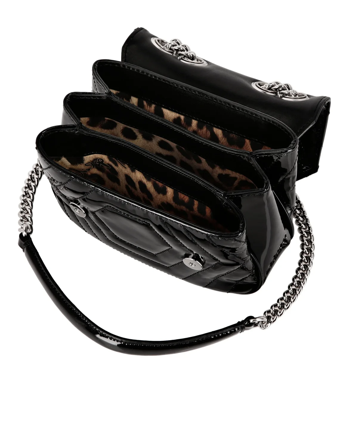Patent Leather Small Shoulder Bag Hexagon, цвет: Черный