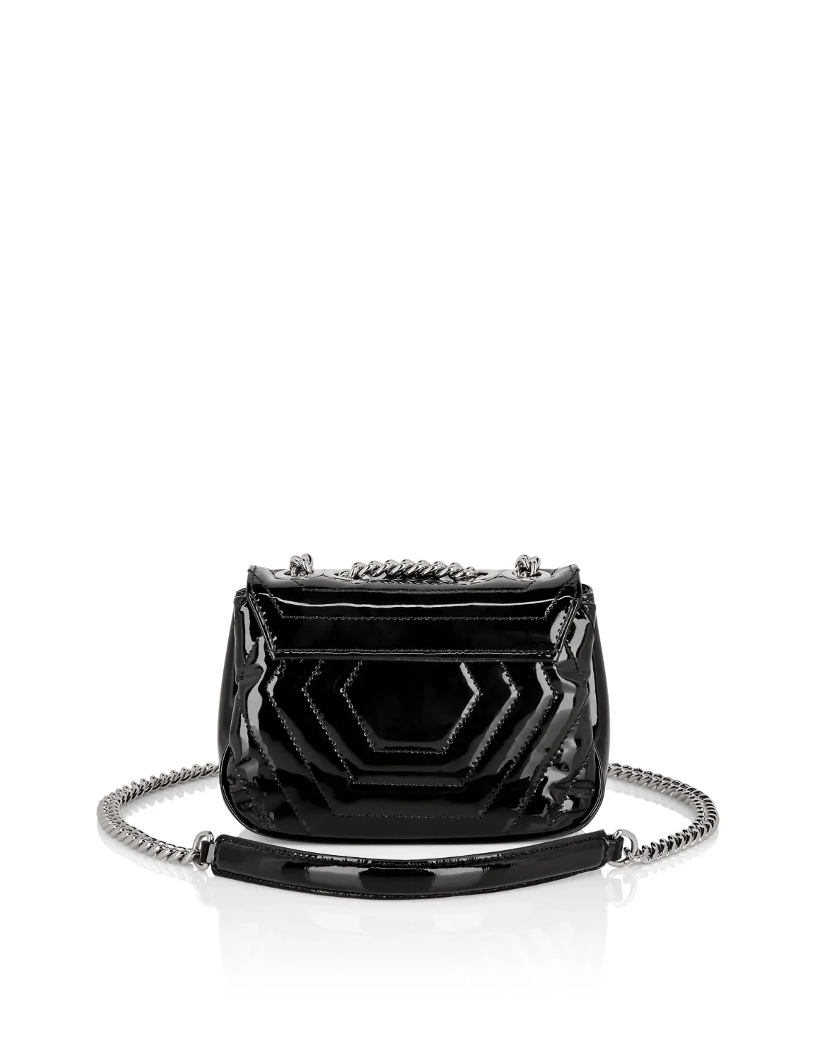 Patent Leather Small Shoulder Bag Hexagon, цвет: Черный