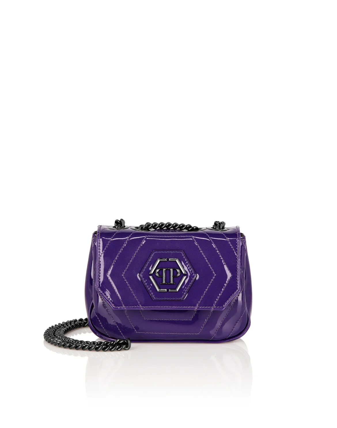 Patent Leather Small Shoulder Bag Hexagon, цвет: Фиолетовый