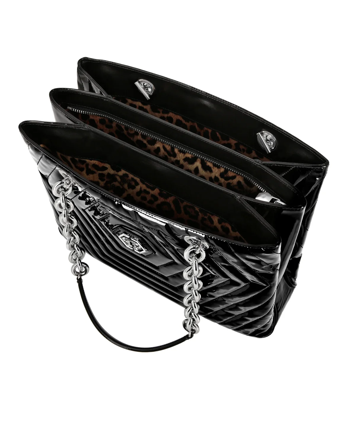 Patent Leather Shoulder Bag Hexagon, цвет: Черный
