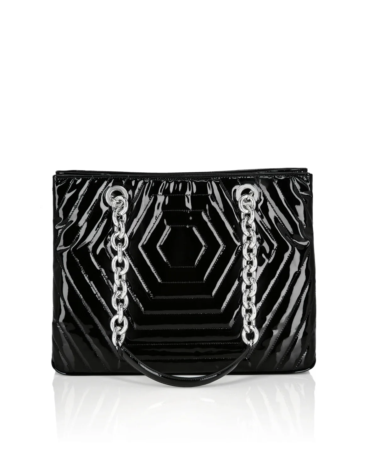 Patent Leather Shoulder Bag Hexagon, цвет: Черный